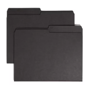Black Reversible Printed Tab File Folders, 1/2-Cut Tab, Letter