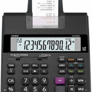 HR-200RC – Desktop Printing Calculator with Dual-Color Print & 150-Step Check | Cost/Sell/Margin, Tax & Calendar | New Version of HR-150TM | Ideal for Accounting & Retail