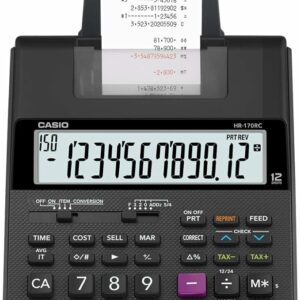 HR-170RC Plus – Mini Desktop Printing Calculator | Check & Correct, Cost/Sell/Margin, Dual-Color Print | Ideal for Taxes, Bookkeeping & Accounting Tasks