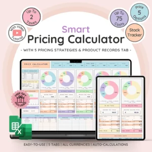 Price & Profit Calculator for Small Businesses with 5 Pricing Strategies and up to 2 Taxes | Price Guide | Price List Spreadsheet Template